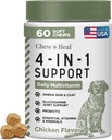 All in 1 Dog Vitamins and Supplements, 60 Soft Chew Multivitamins with Glucosamine, Probiotics, Omega Fish Oil -for Skin, Coat, Hip, Joint & Gut Health -Senior, Puppy, Large & Small Dogs