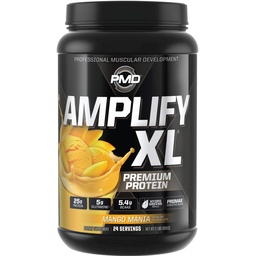 PMD Sports Amplify XL Premium Whey Protein Mango Mania Flavor - 24 Servings | BCAAS, Hydro Greens Blend, Glutamine, Whey Protein Matrix, Superfood Blend, Lean Muscle Strength and Recovery Support