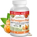 UDAF Certified Organic Ashwagandha with Black Pepper, 1965mg - Extra Strength for Stress, Sleep, Mood, Thyroid, Energy, Hair, Vegan Pure Root Extract Powder Supplement for Men and Women | 180 Capsules