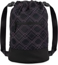 Flex Cinch Drawstring Gym Bag for Women with Graphic Designs | Durable Lightweight Gym Cinch Bags | Great for Gym Bag, Traveling, and Overnights | Black/Rose - Geometric