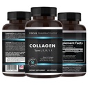 Collagen Support (Type I, II, III, V, X) Avian Sternum Hydrolyzed Collagen Skin Peptides Collagen Support with Hyaluronic Acid + Protein Complex + Natural Supplement (180 Capsules)