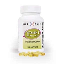 GeriCare High-Potency Vitamin E Capsules – 100 IU for Skin & Immune Support, 45mg | 100 Count | Organic Vitamin E for Women and Men