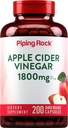 Piping Rock Apple Cider Vinegar Capsules 1800 mg | 200 Pills | Potent Formula | ACV Supplement for Men and Women | Non-GMO, Gluten Free